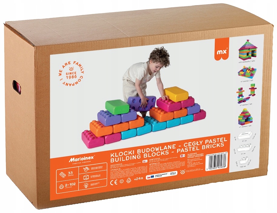 Klocki Budowlane Cegły 33el pastel