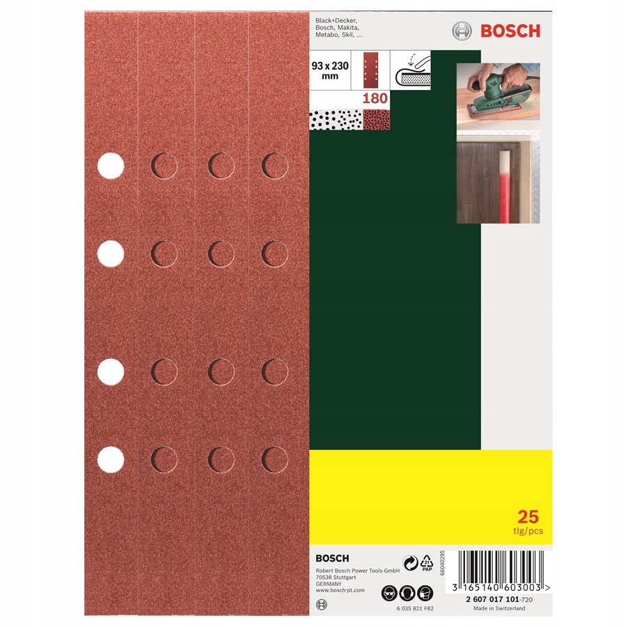 

Bosch papier ścierny 93x230mm P180 25 sztuk