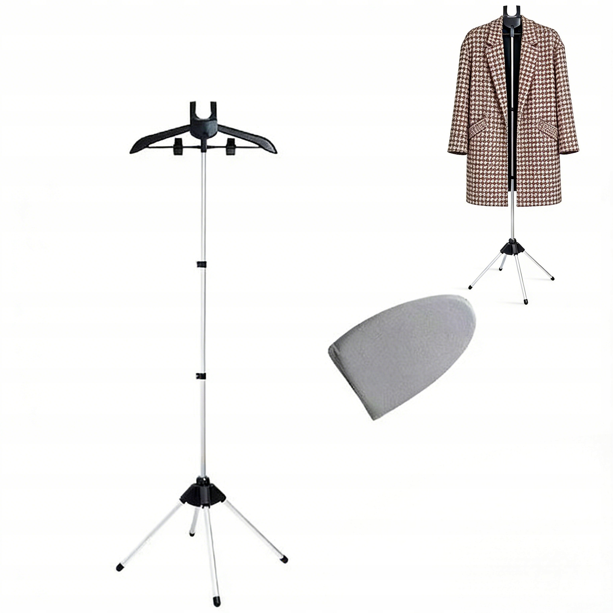 Állítható szürke kézi ruhagőzölő állvány