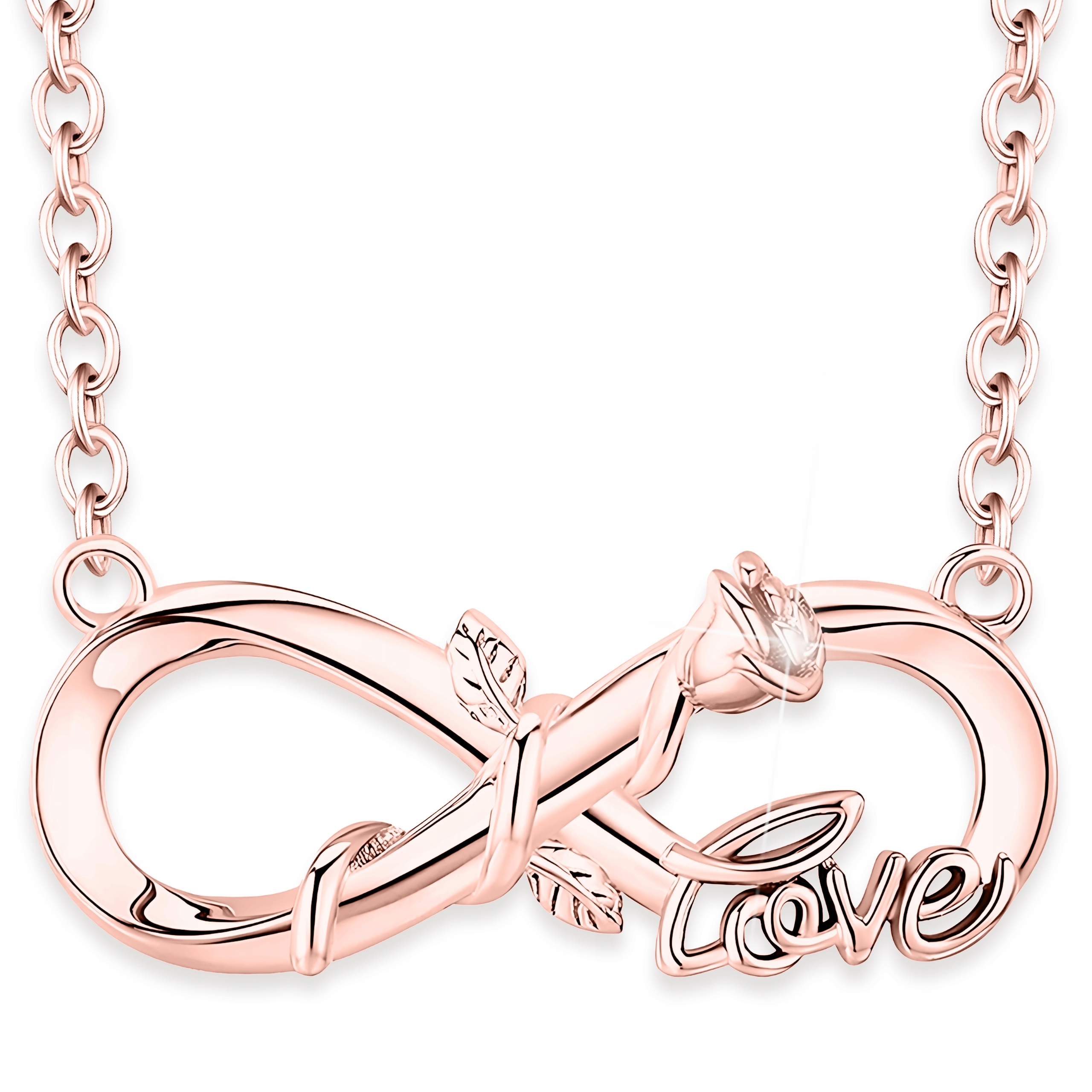 Pozlacený náhrdelník Nekonečno s květinou Květina Stříbro 925