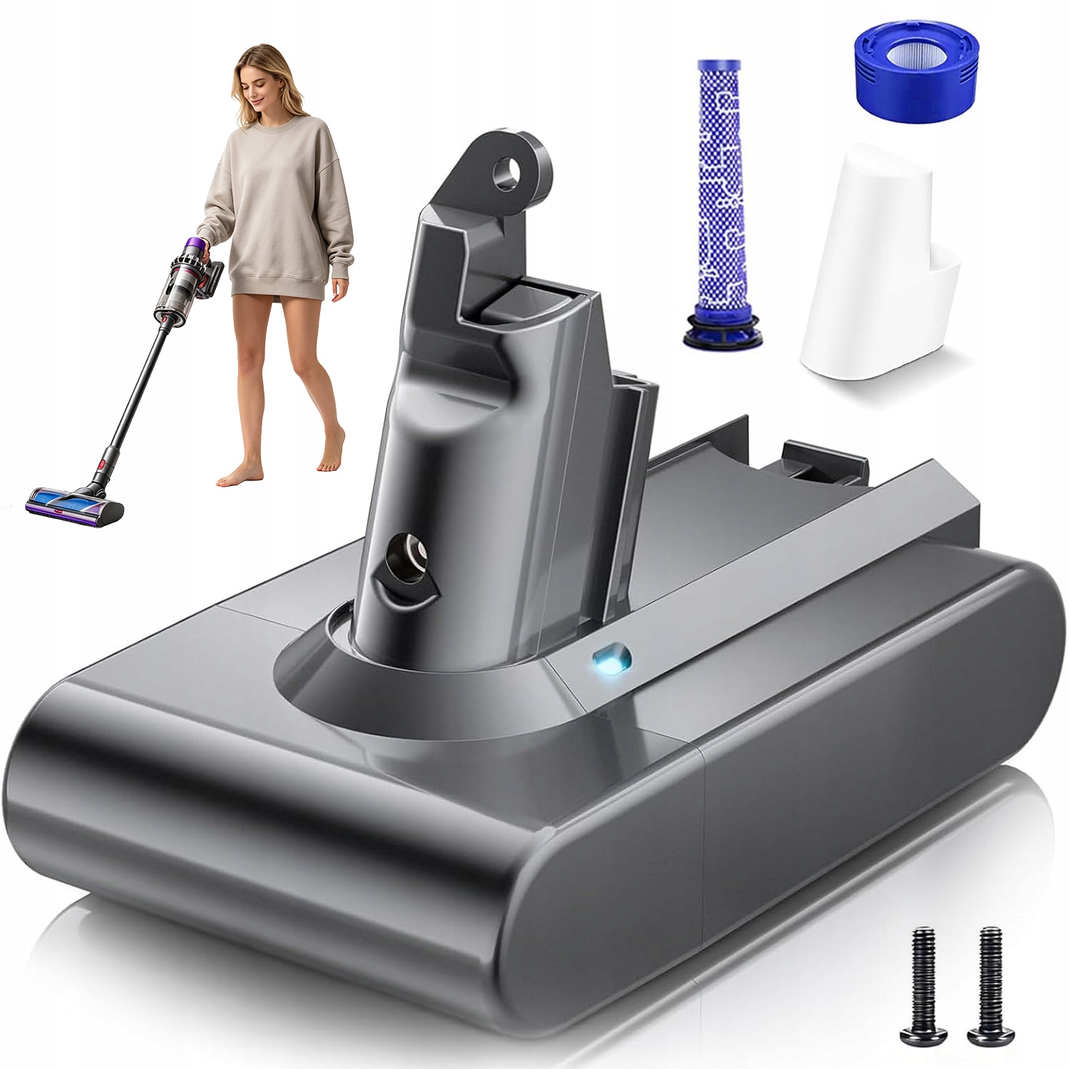 Náhradní Baterie Pro Dyson V6 Výkonná Náhrada Za 6000 Mah Akumulátor 21.6 V