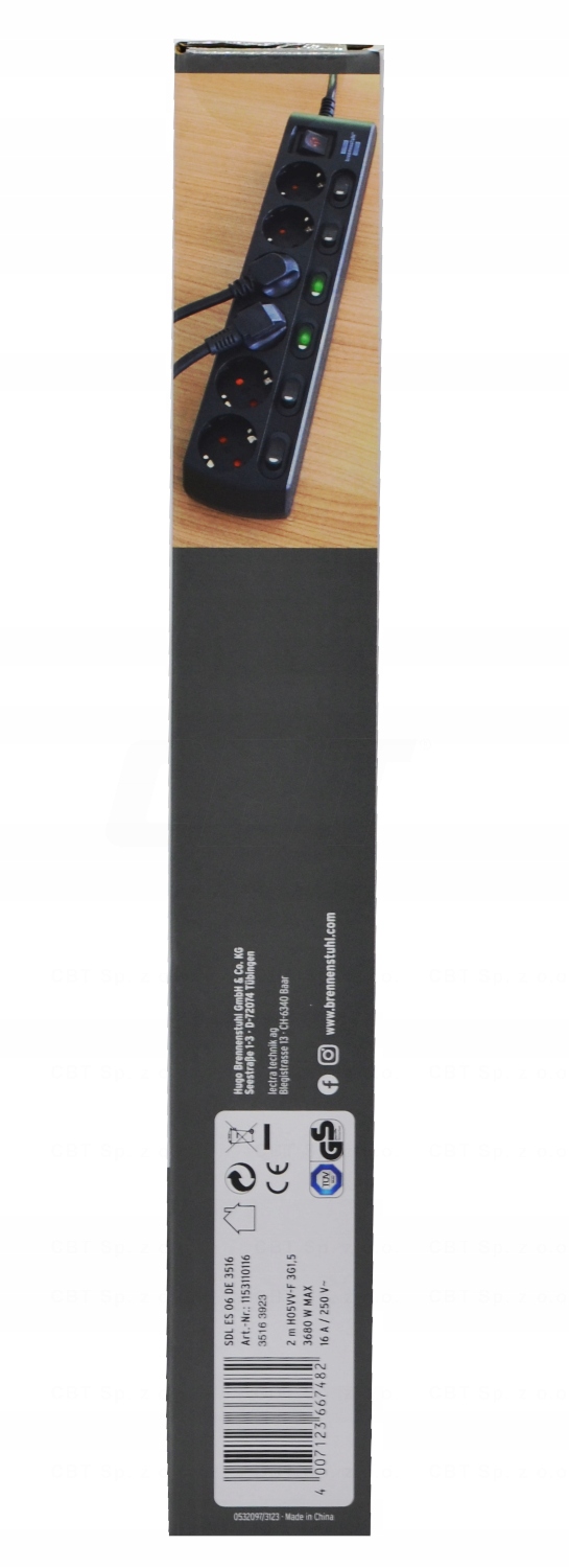 LISTWA ZASILAJĄCA PRZEDŁUŻACZ 2M 6 GNIAZD OSOBNE INDYWIDUALNE WYŁĄCZNIKI Marka Brennenstuhl