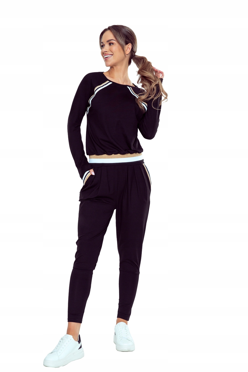 Stylové legíny z elastického materiálu Fara Eldar černé S