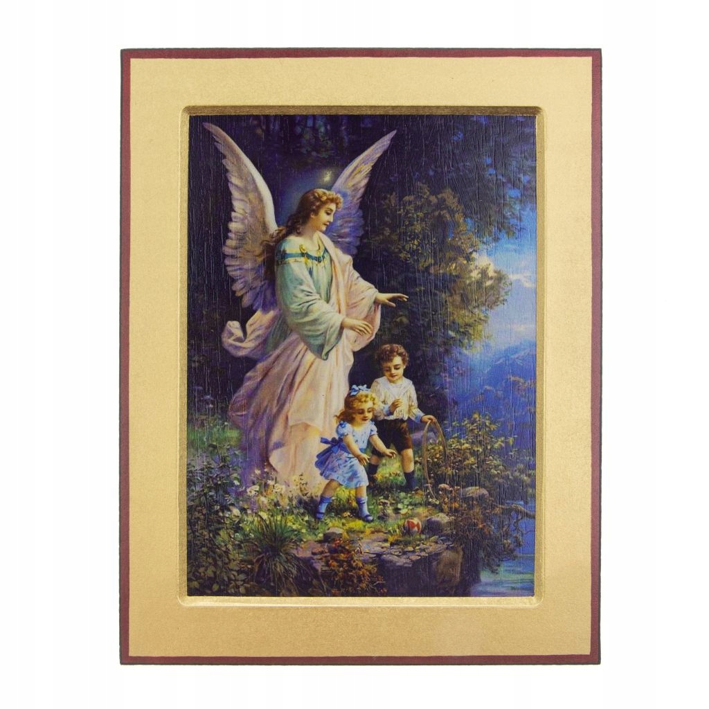 Ikona. Anděl strážný.12 cm x 9 cm. dárek Křest, Narození, Svaté Přijímání.