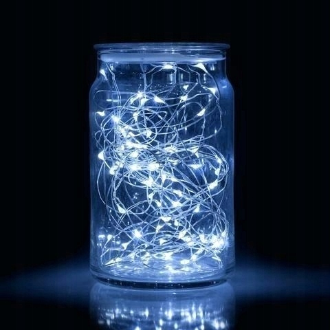 LAMPKI LED DRUCIK NA BATERIE 50 DIOD KOLOR BIAŁY Długość 1000 cm