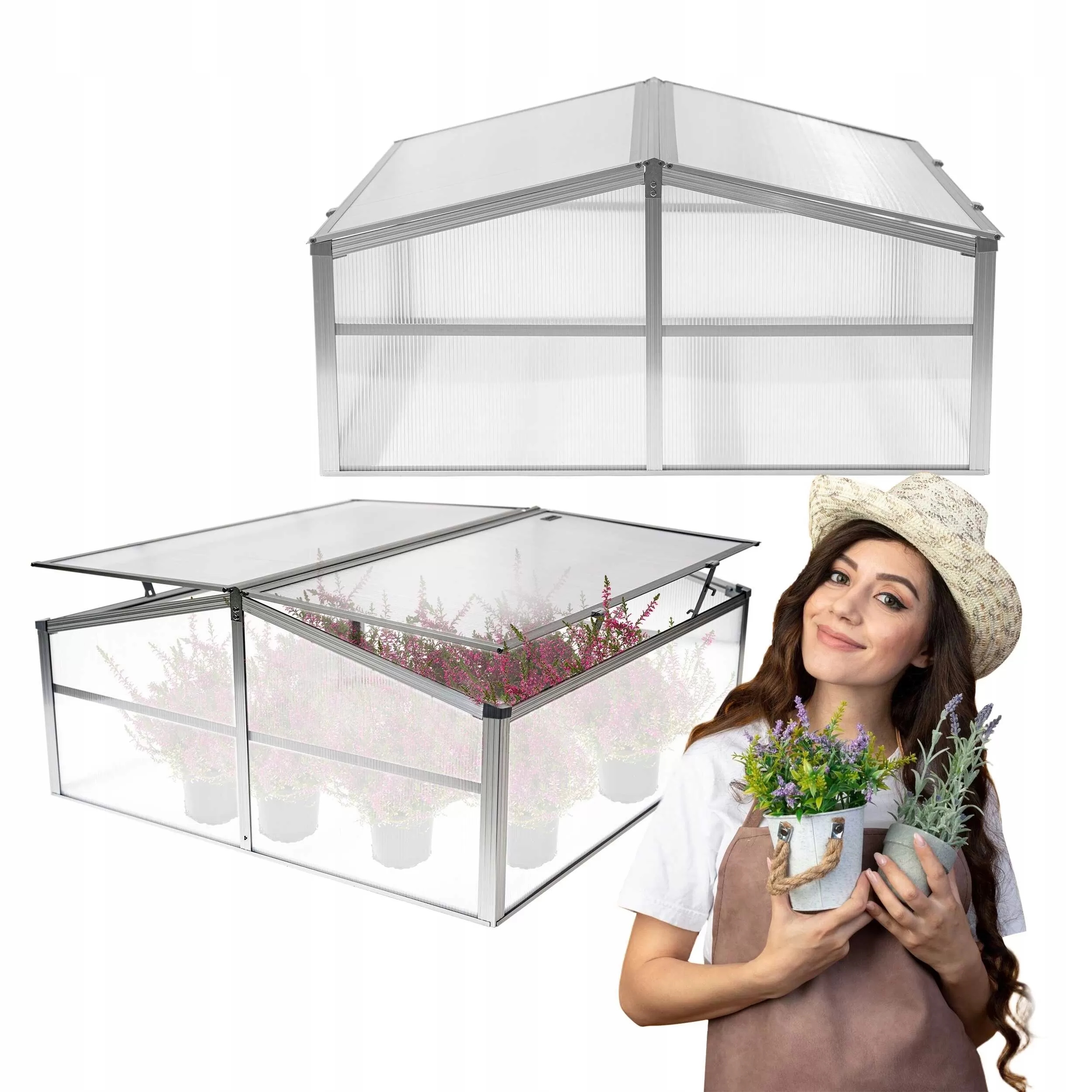 Mini Skleník Pařeniště Rozsadník 100 CM Z Polykarbonátu Oboustranná Magnolie IV