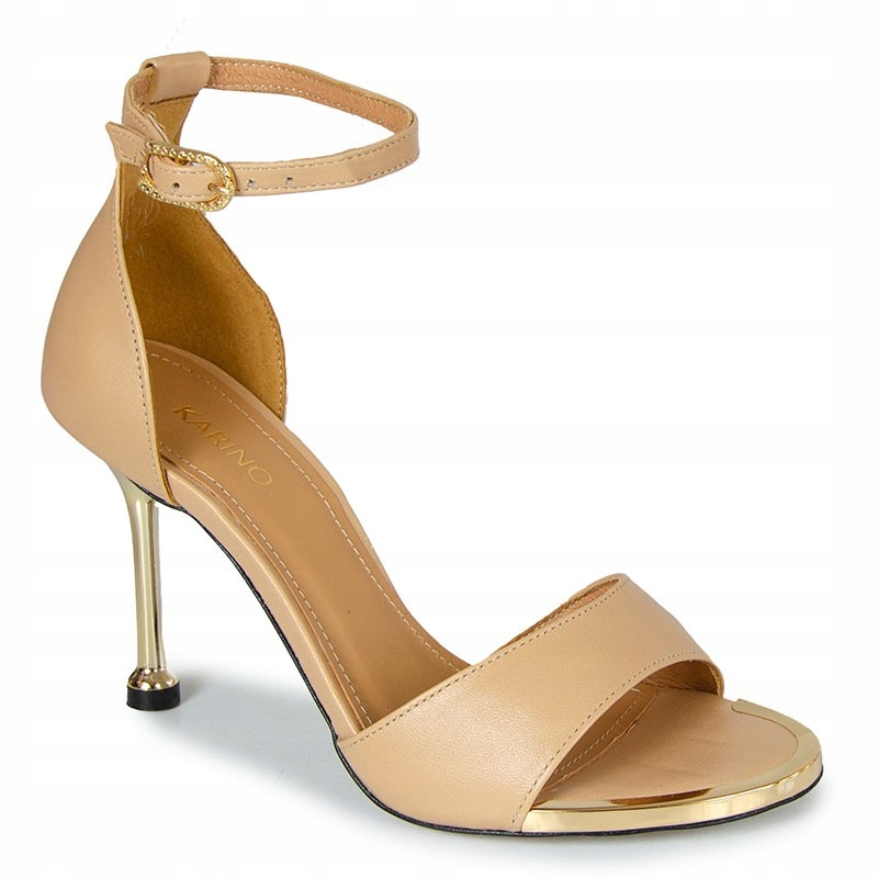 Karino 5969 Béžové Kožené Sandály S Páskem 39