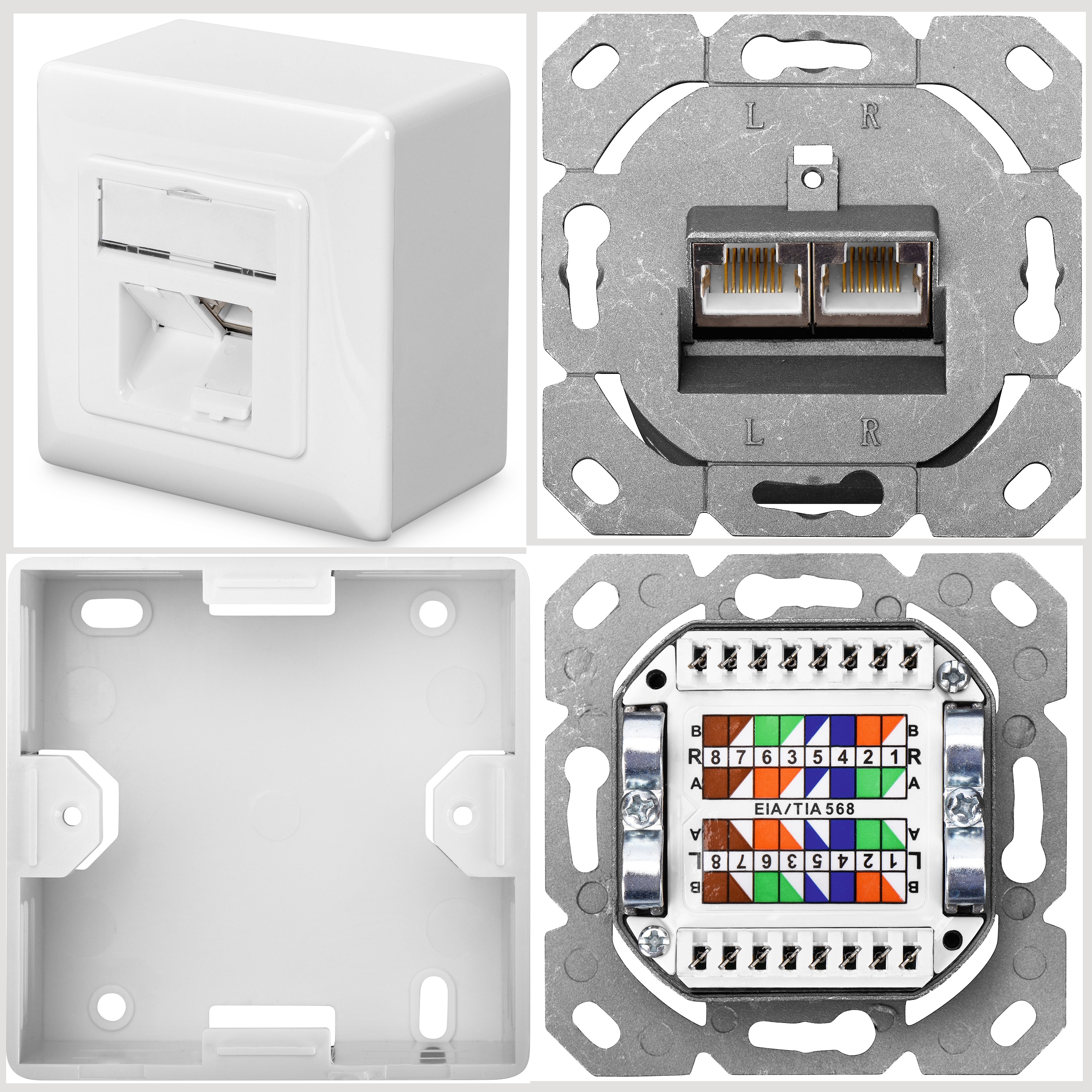 

Puszka gniazdo natynkowe 2x RJ45 kat.6A Stp kpl.