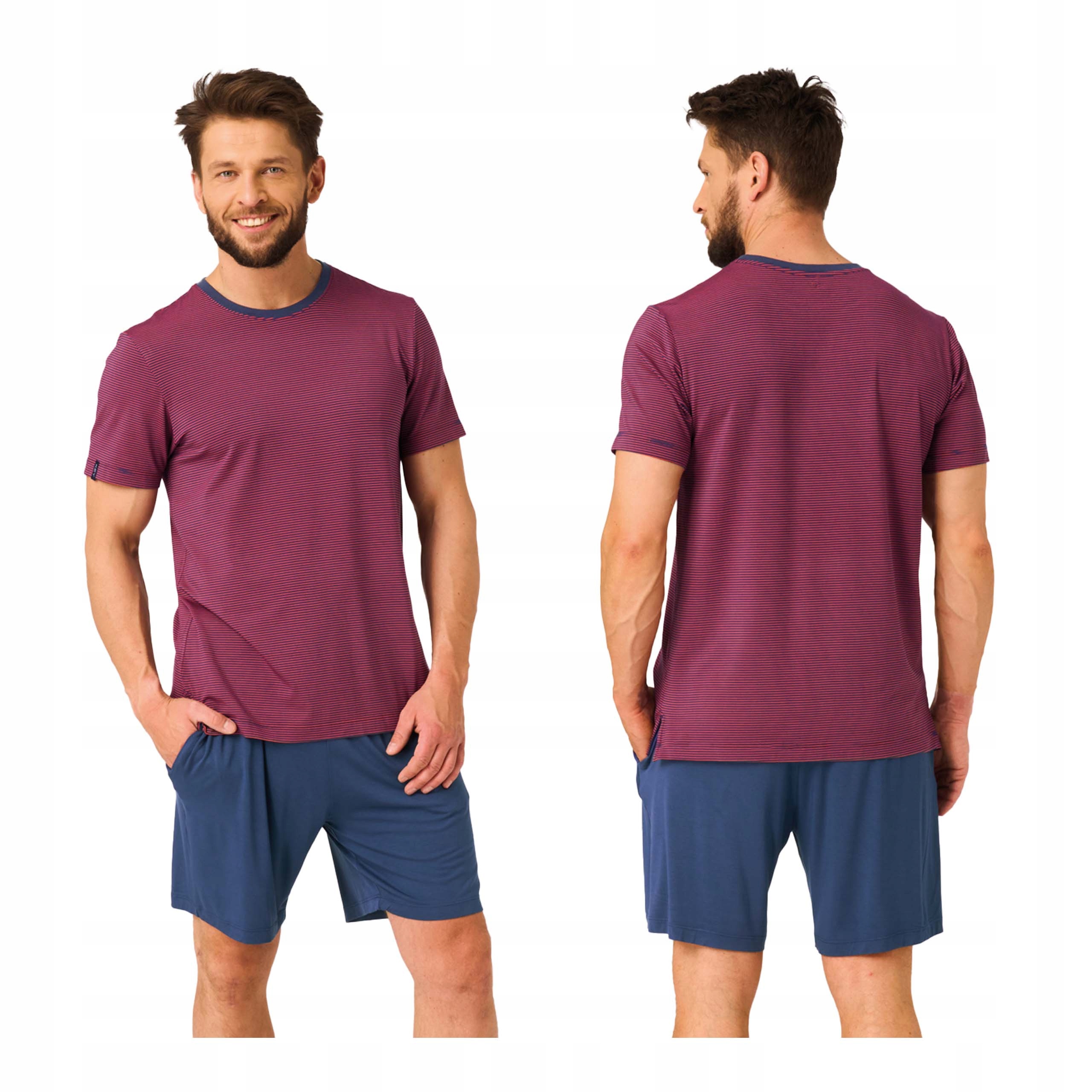 Pánské pyžamo s krátkým rukávem, krátké kraťasy, krátká bambusová viskóza, velikost M, Key