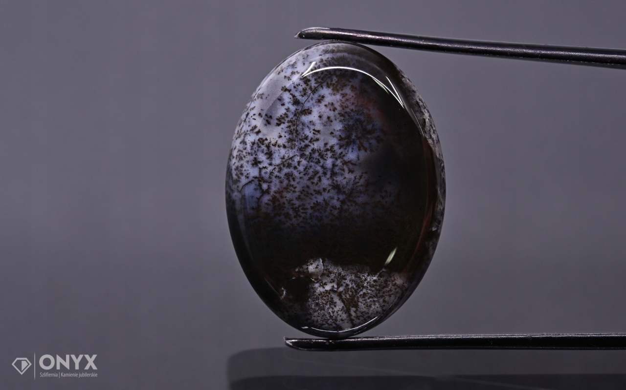 Dendritový achát z Turecka kabošon ovál 30x22 mm