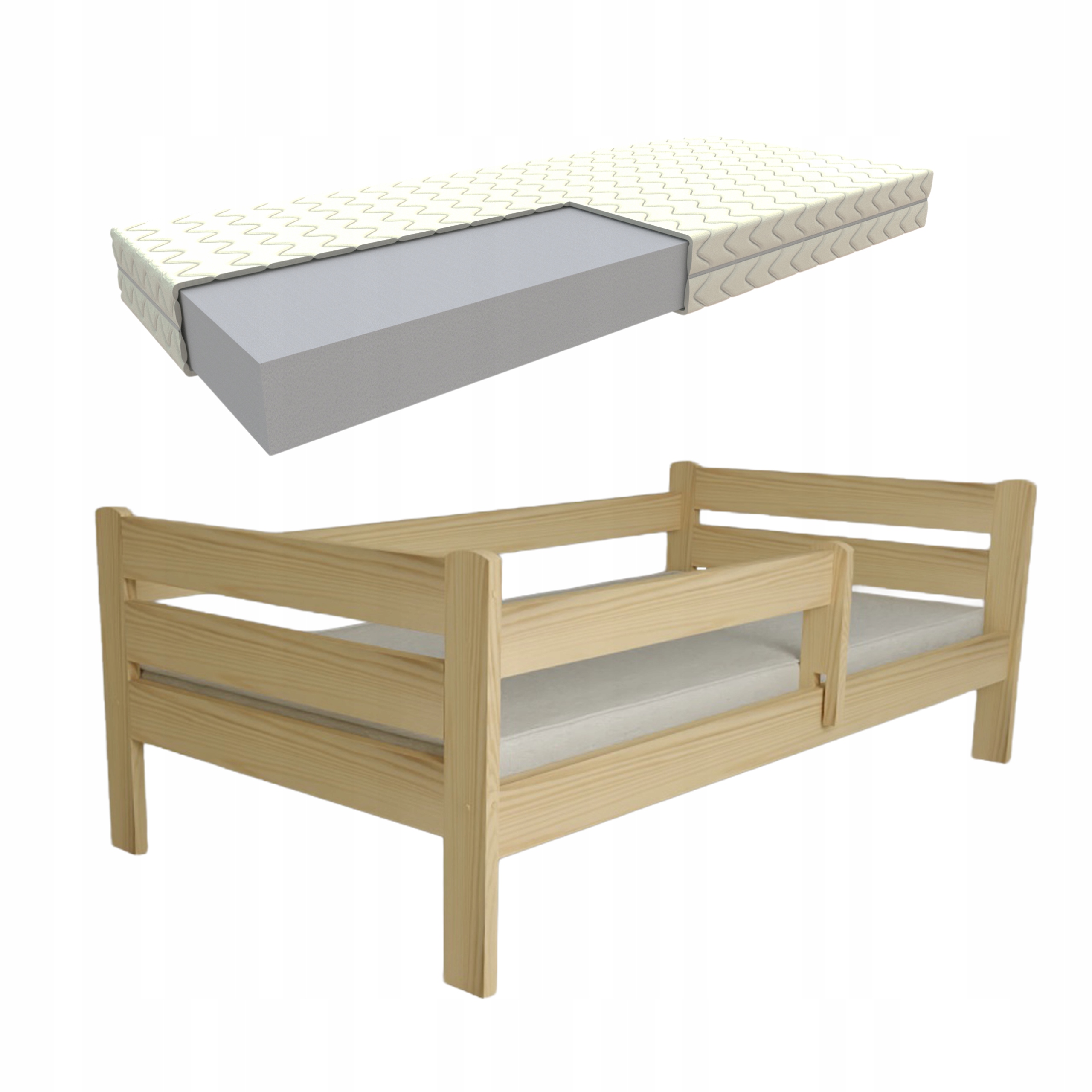 Dětská Postel Edi 80x180 Dřevěná Borovice S Matrací Rošt Bonus