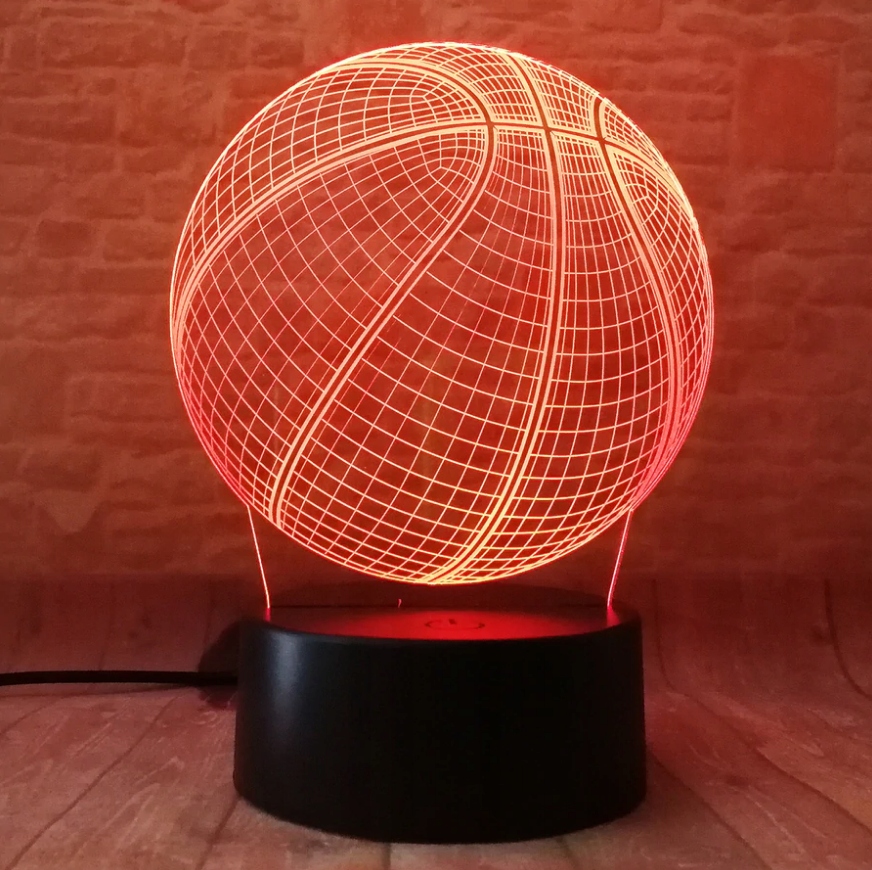 Lampka nocna 3D LED KOSZYKÓWKA USB + PILOT RGB Długość/wysokość 20 cm