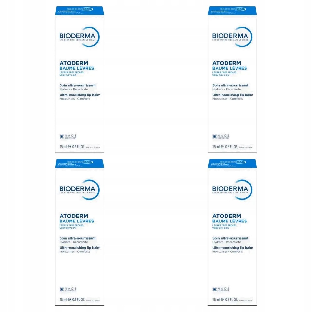 4x Bioderma Atoderm Baume Lèvre, 15 ml