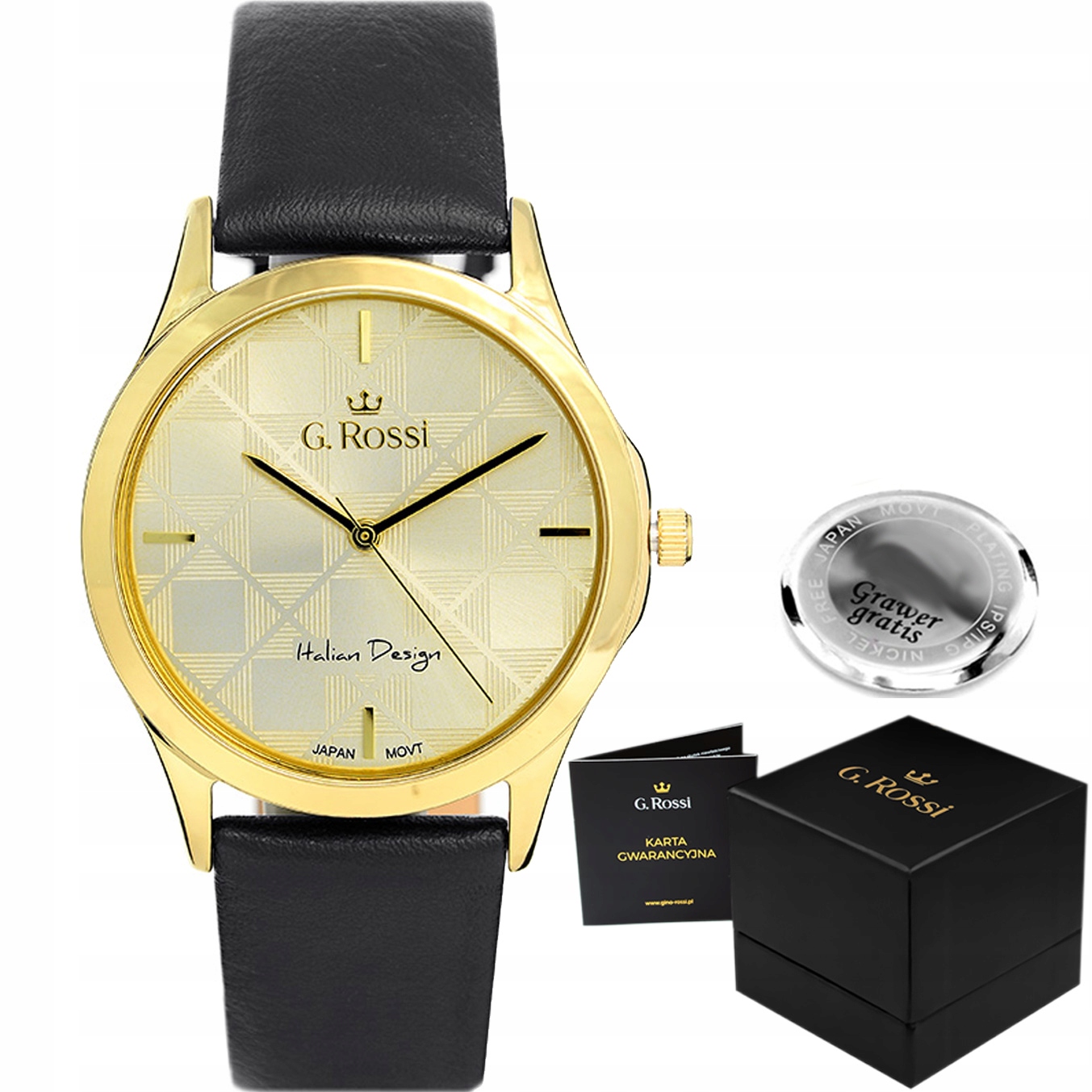 Dámské hodinky G. Rossi Miroe – elegantní ciferník – kožený řemínek Gravírování