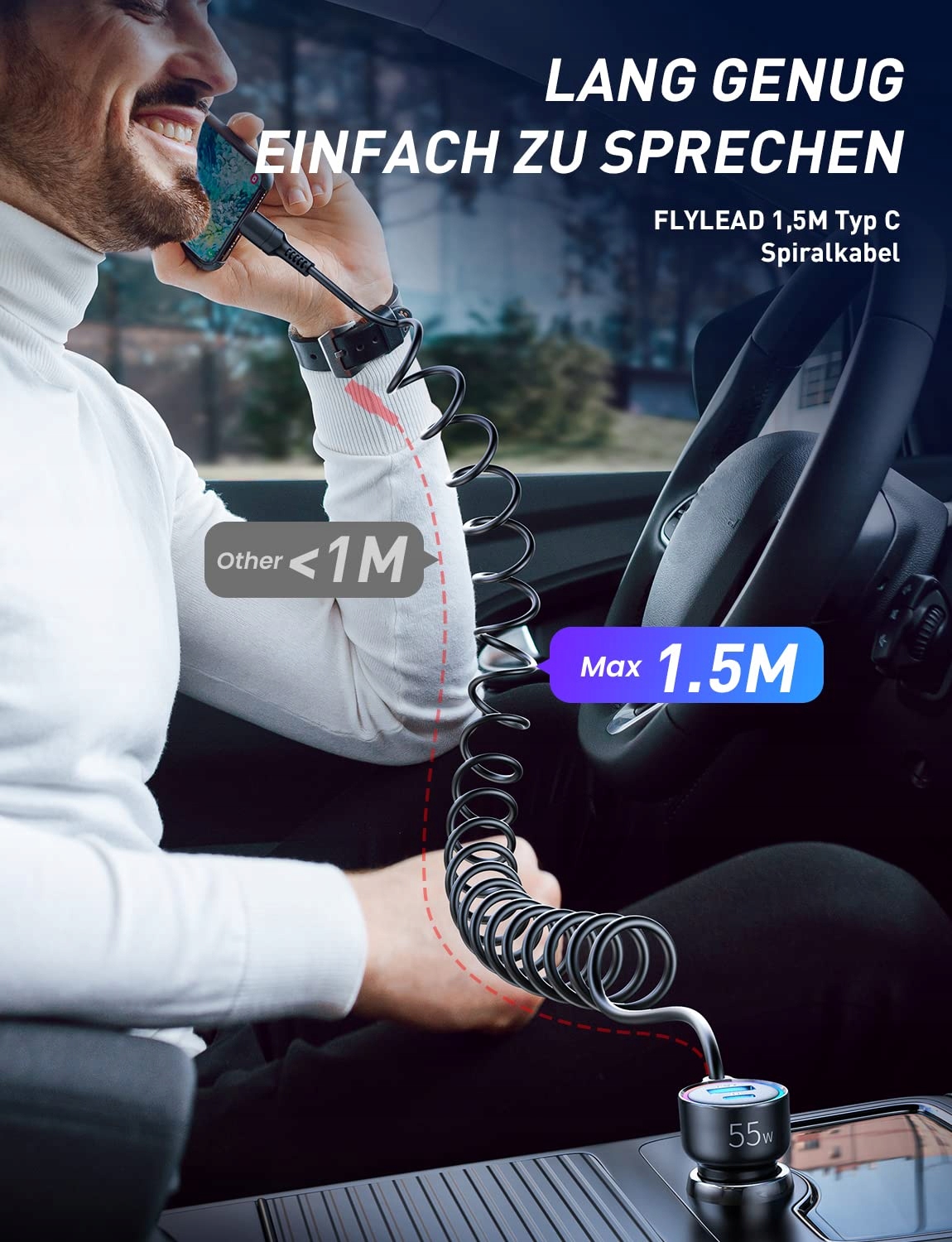 FlyLead Zapalniczka Ładowarka Samochodowa 55W 1,5M — miniatura 3