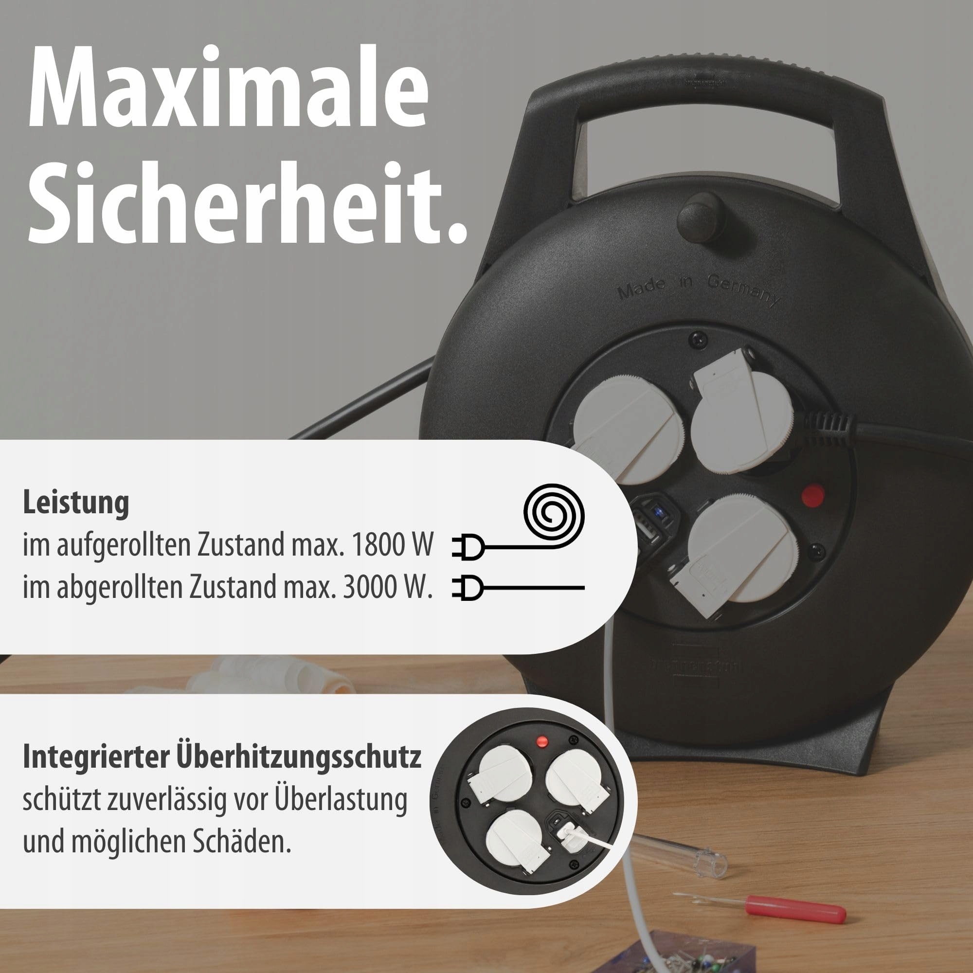 BRENNENSTUHL Kabelbox 3 Gniazda USB 10m Do Wnętrz Czarna — miniatura 4
