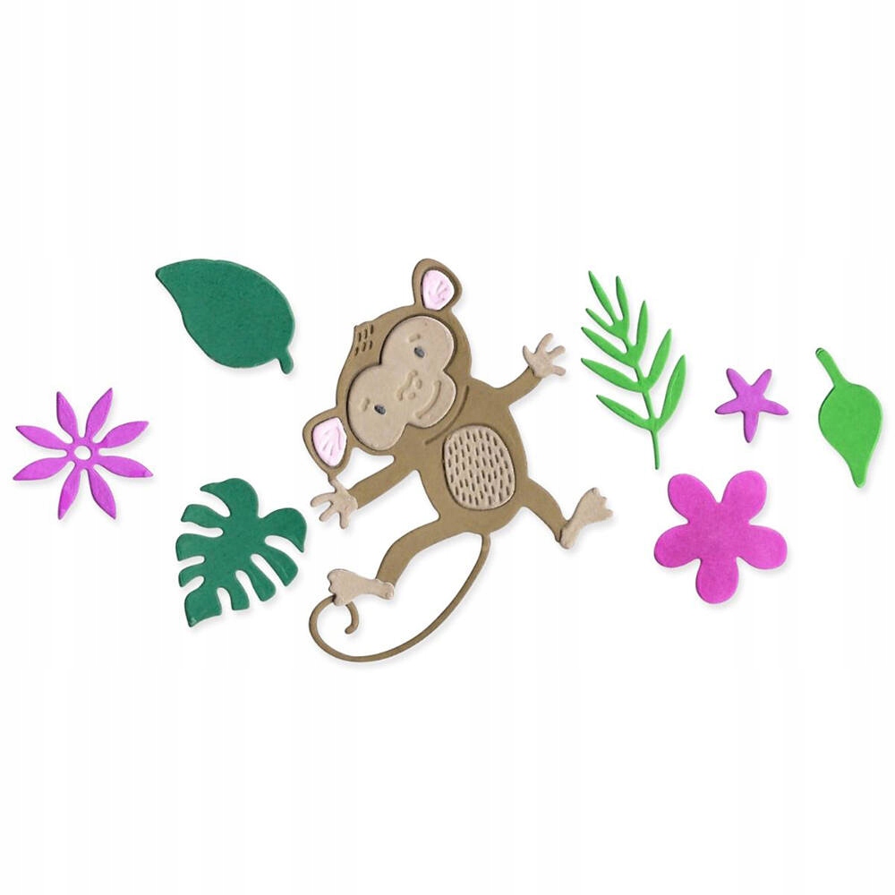 Vykrajovátka na papír Sizzix Thinlits opice tropické listy