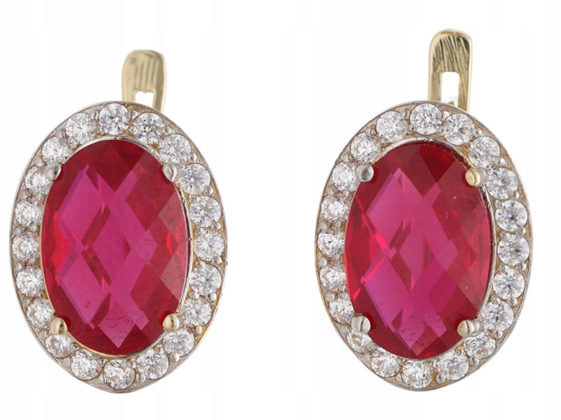 Zlaté náušnice 585 Oválné Se Zirkony 5,29g, elegantní vzor pro ni 14k