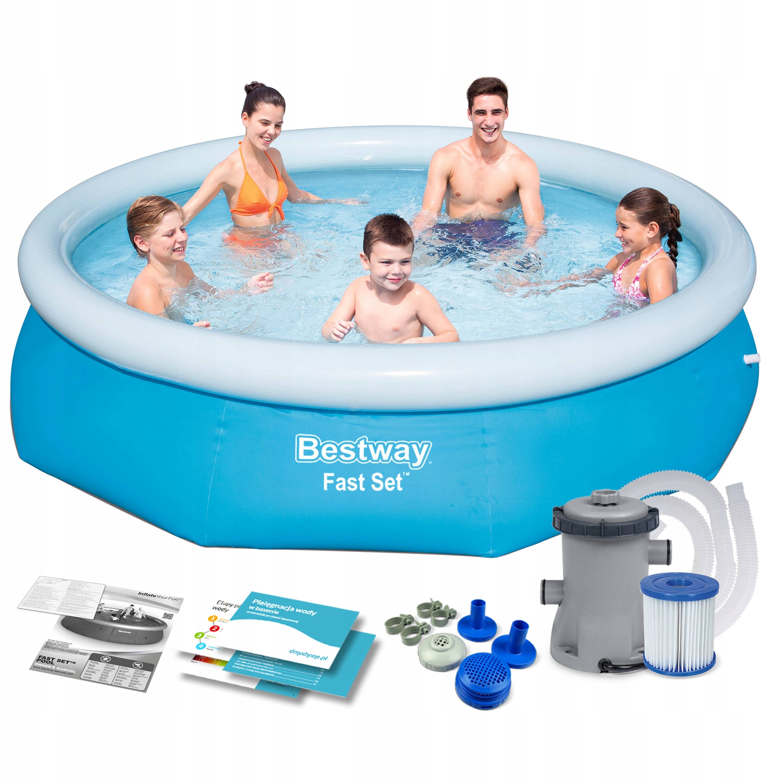 

Basen Ogrodowy Rozporowy 305x76 Bestway Zestaw 9w1