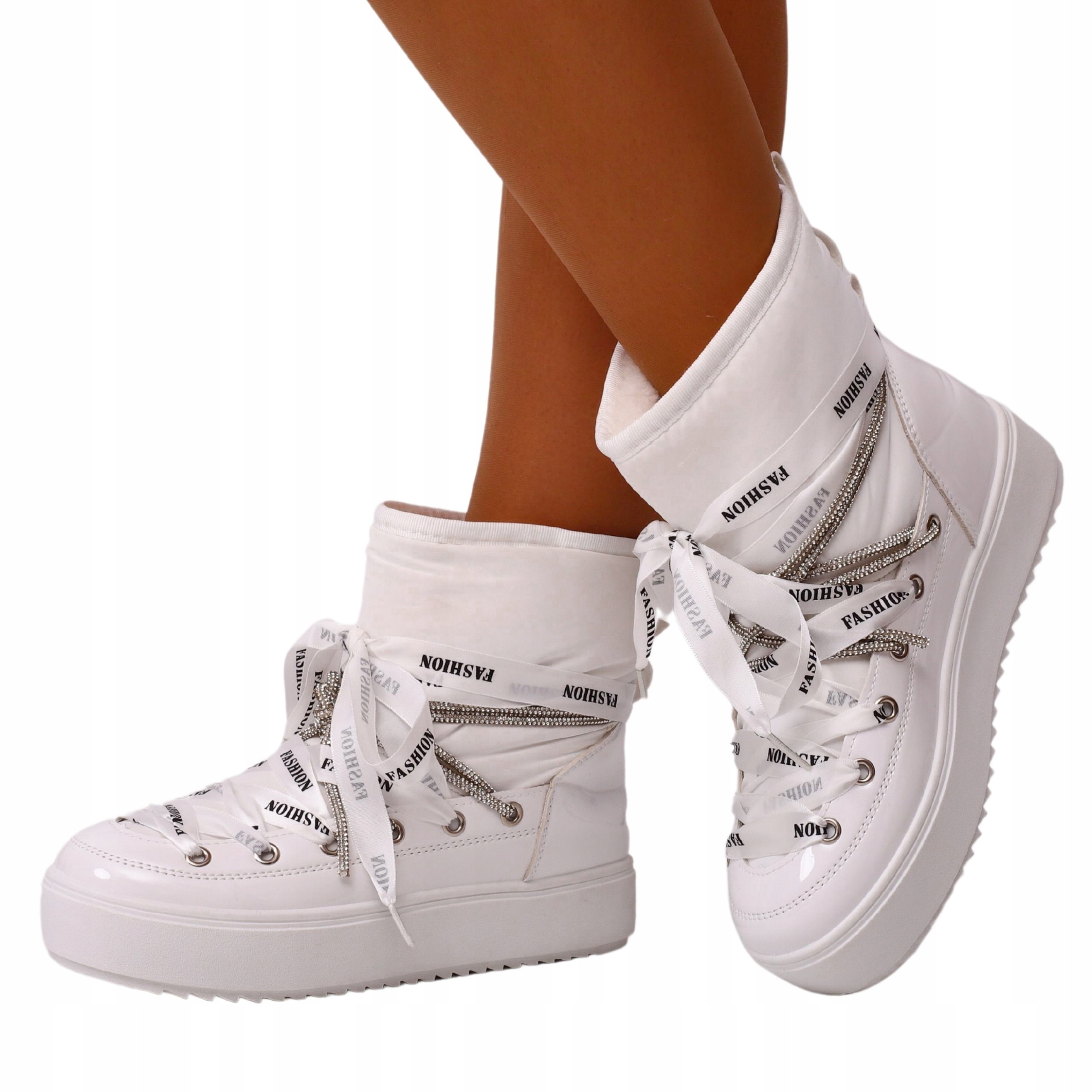 WODOODPORNE Zimowe Śniegowce DAMSKIE Buty Białe Lekkie Wygodne Marka inna