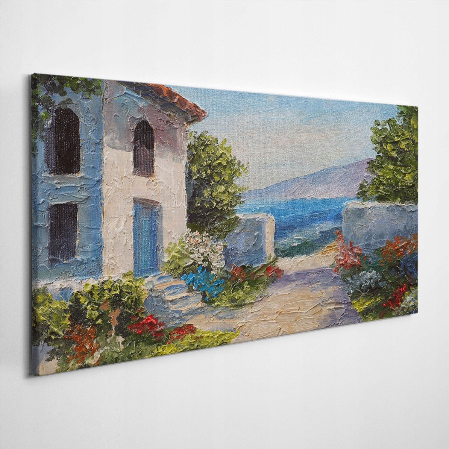 

Obraz na płótnie na ścianę Dom Morze Kwiaty 100x50