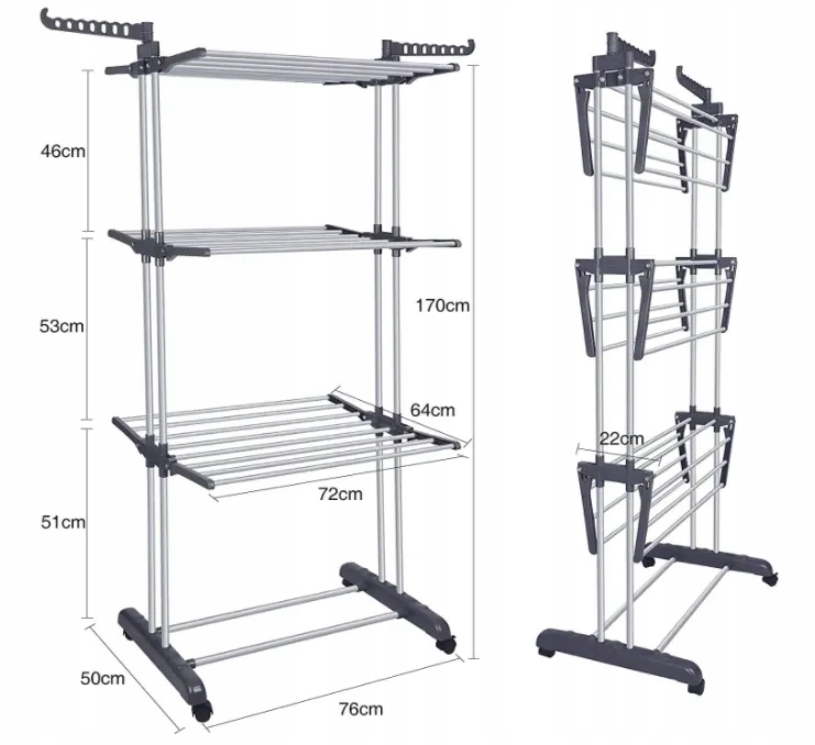 SUSZARKA NA PRANIE PIONOWA DUŻA SKŁADANA DO UBRAŃ BIELIZNY STOJĄCA WYSOKA Waga 4 kg
