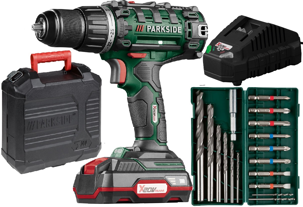 Wiertarko-wkrętarka Parkside Pabs G8 20-Li 20V +akumulator +ładowarka