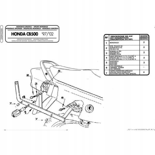 Kappa Rošt Centrálneho Kufra Honda Cb 500 (97-05), Cb 500S (00-05) Bez