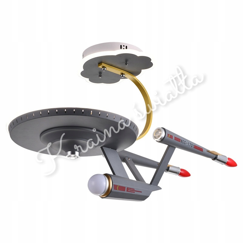 UROCZA LAMPA SUFITOWA STATEK KOSMICZNY STAR TREK POKÓJ DZIECKA LED + E14