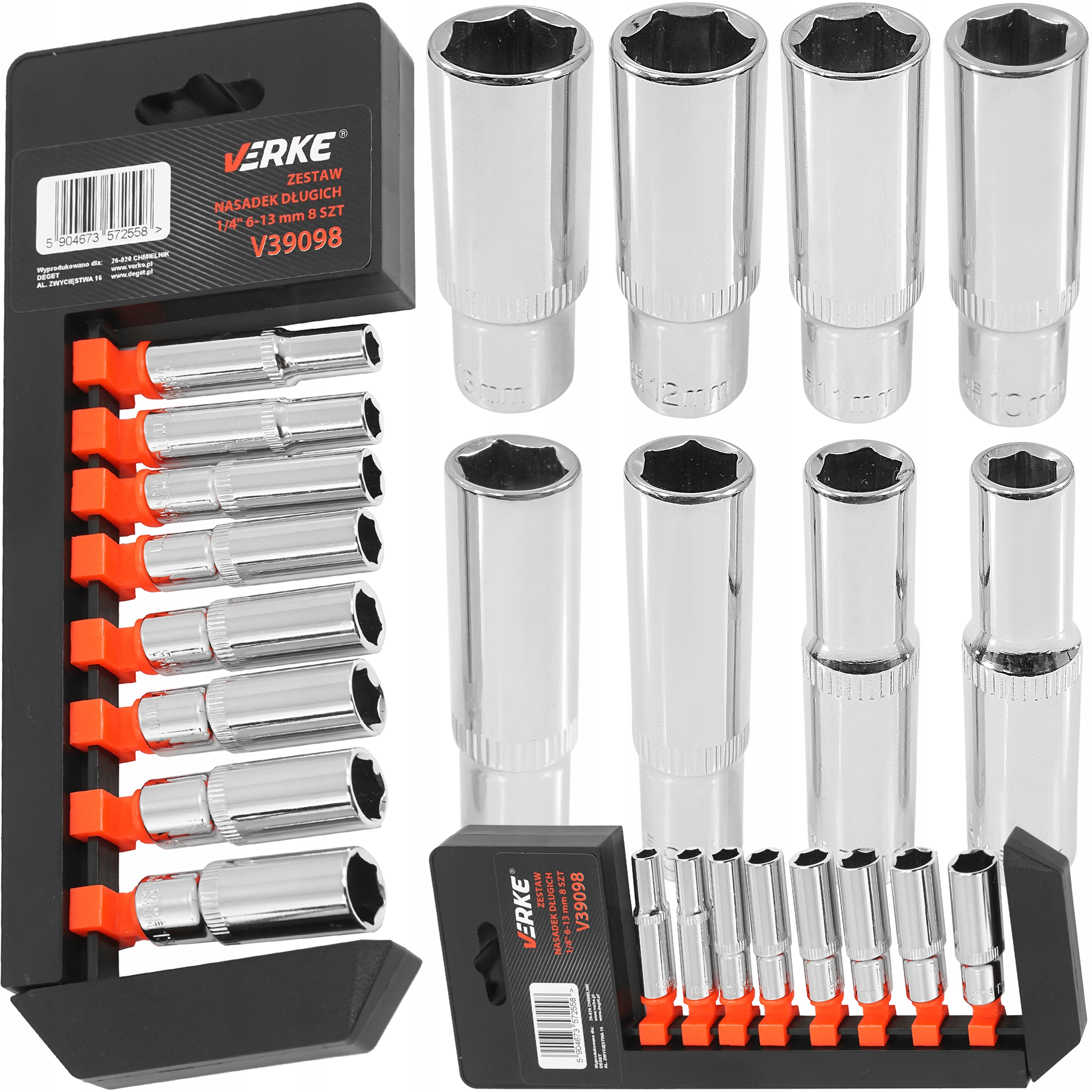 Verke V39098 Klucze Nasadowe Zestaw Nasadek 1/4'' 6-13mm 8 sztuk Verke Pl