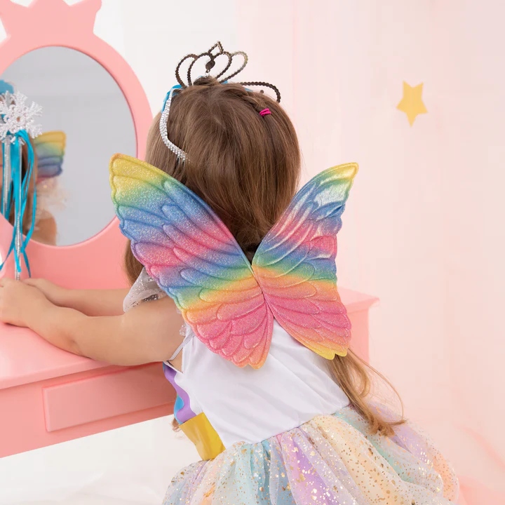 TĘCZOWE SKRZYDEŁKA MOTYLA KARNAWAŁ STRÓJ MOTYLEK Marka bez marki