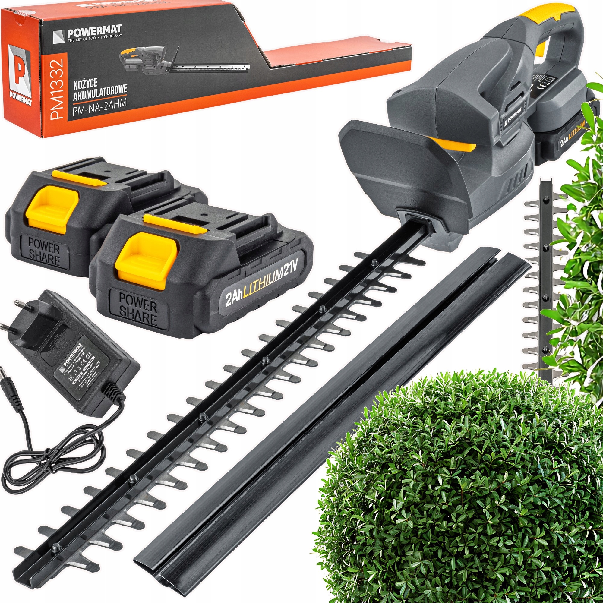 Nożyce Akumulatorowe Do Żywopłotu Krzewów Gałęzi 450MM 21V 2 X Bateria 2AH