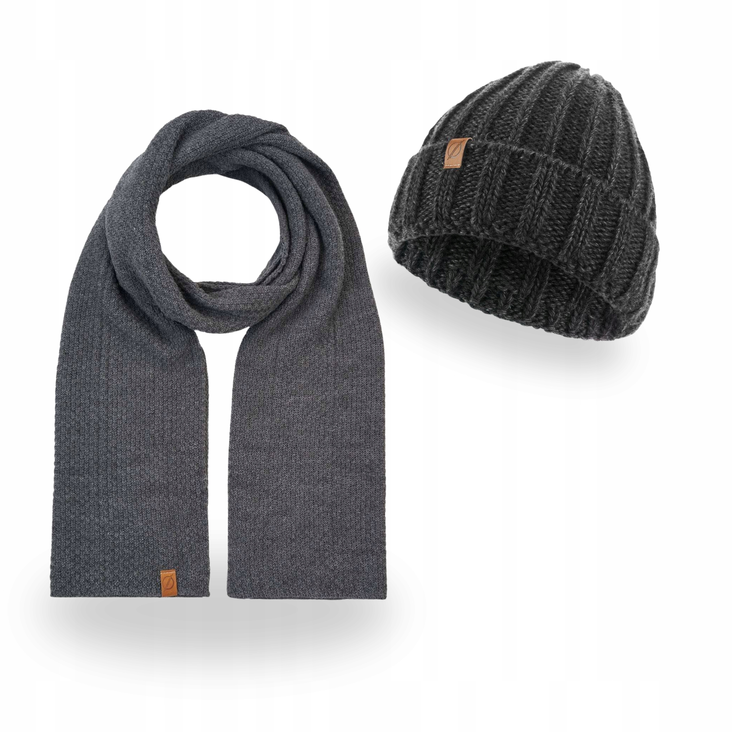 Pánská zimní sada Čepice s dlouhým šálem Brodrene, tmavě šedá