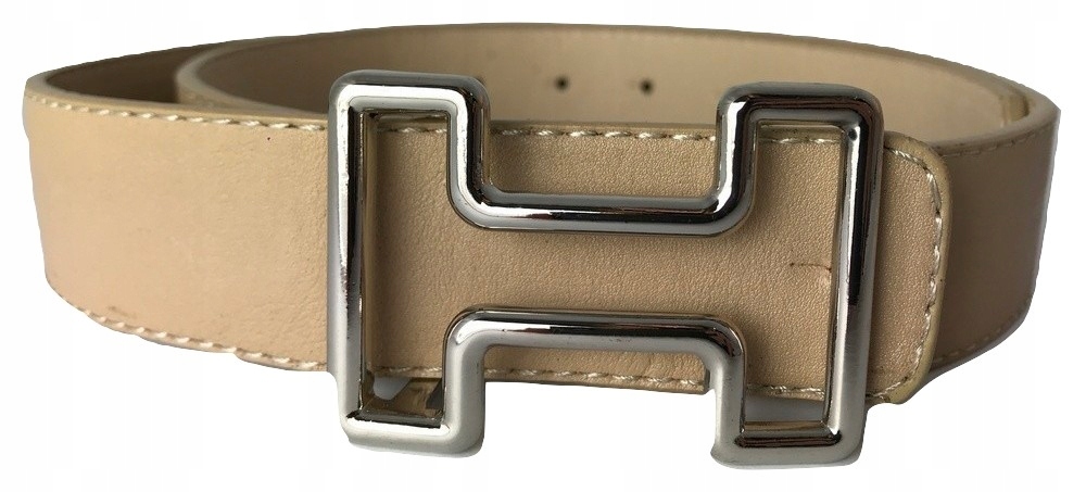 PASEK DAMSKI beżowy do spodni sukienki klamra