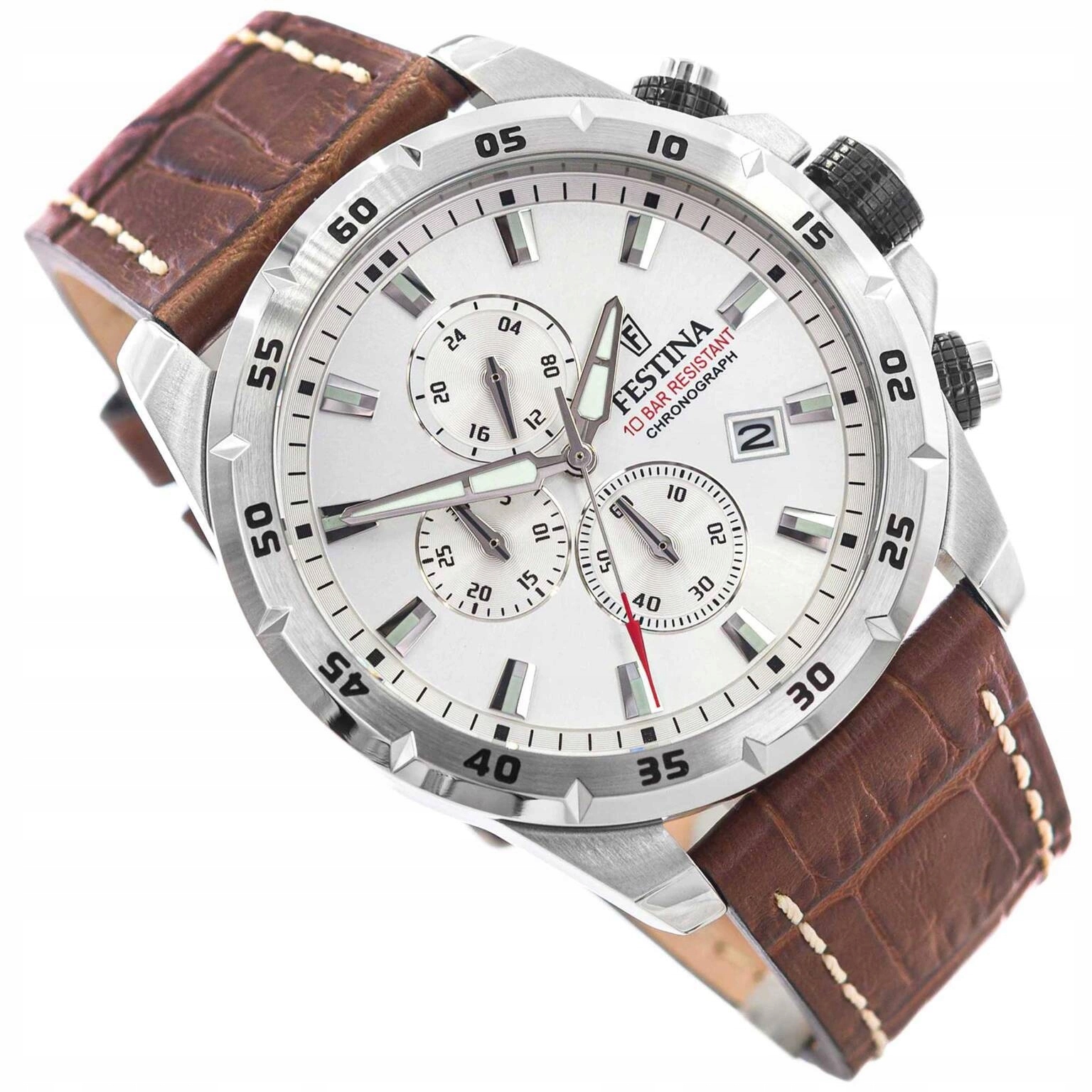 Pánské Hodinky Festina F20692/1 Timeless Chronograph Hnědé S Řemínkem Vodotěsné 10ATM