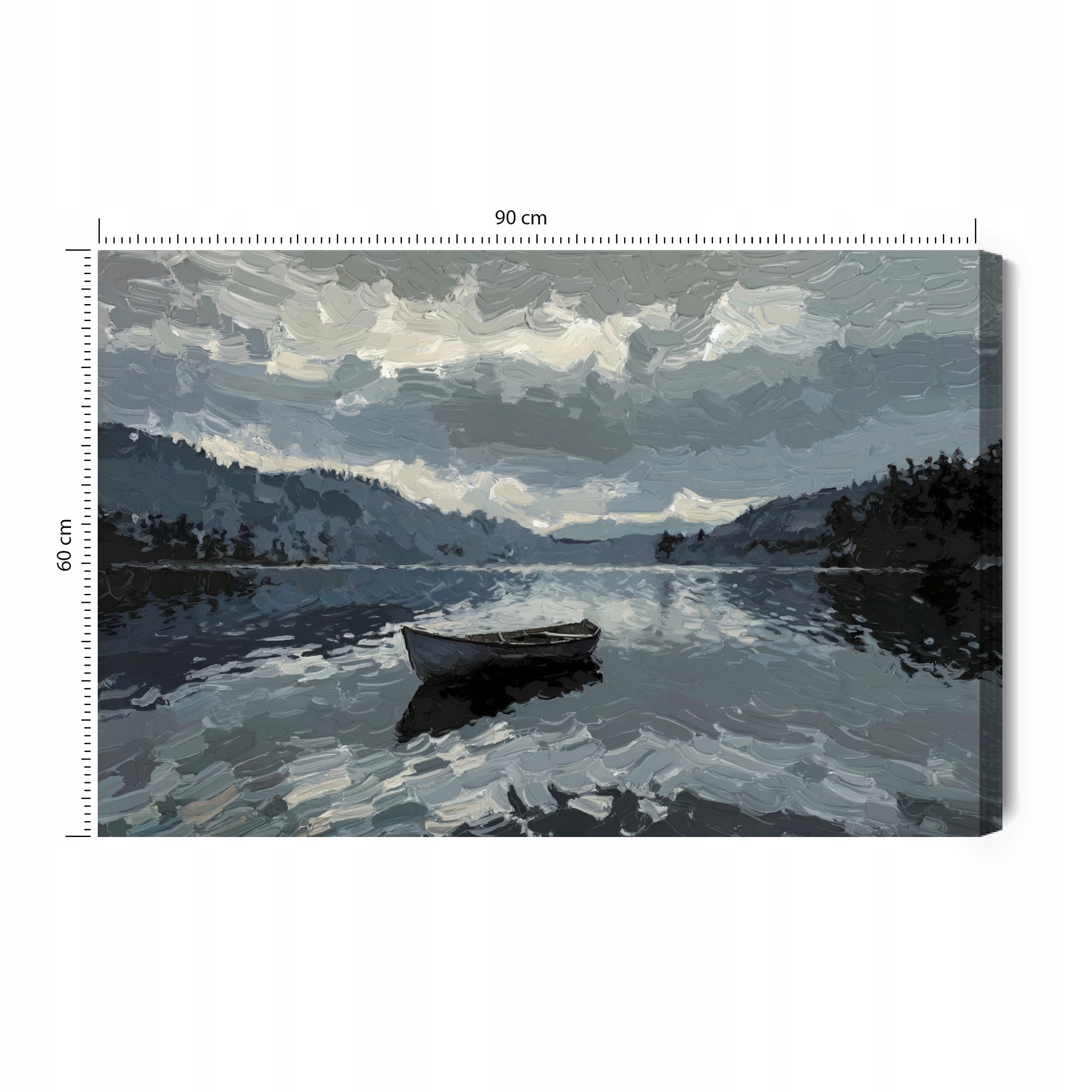Obraz na plátně ve stylu Claude Monet Loďka Jezero Les 90x60 cm