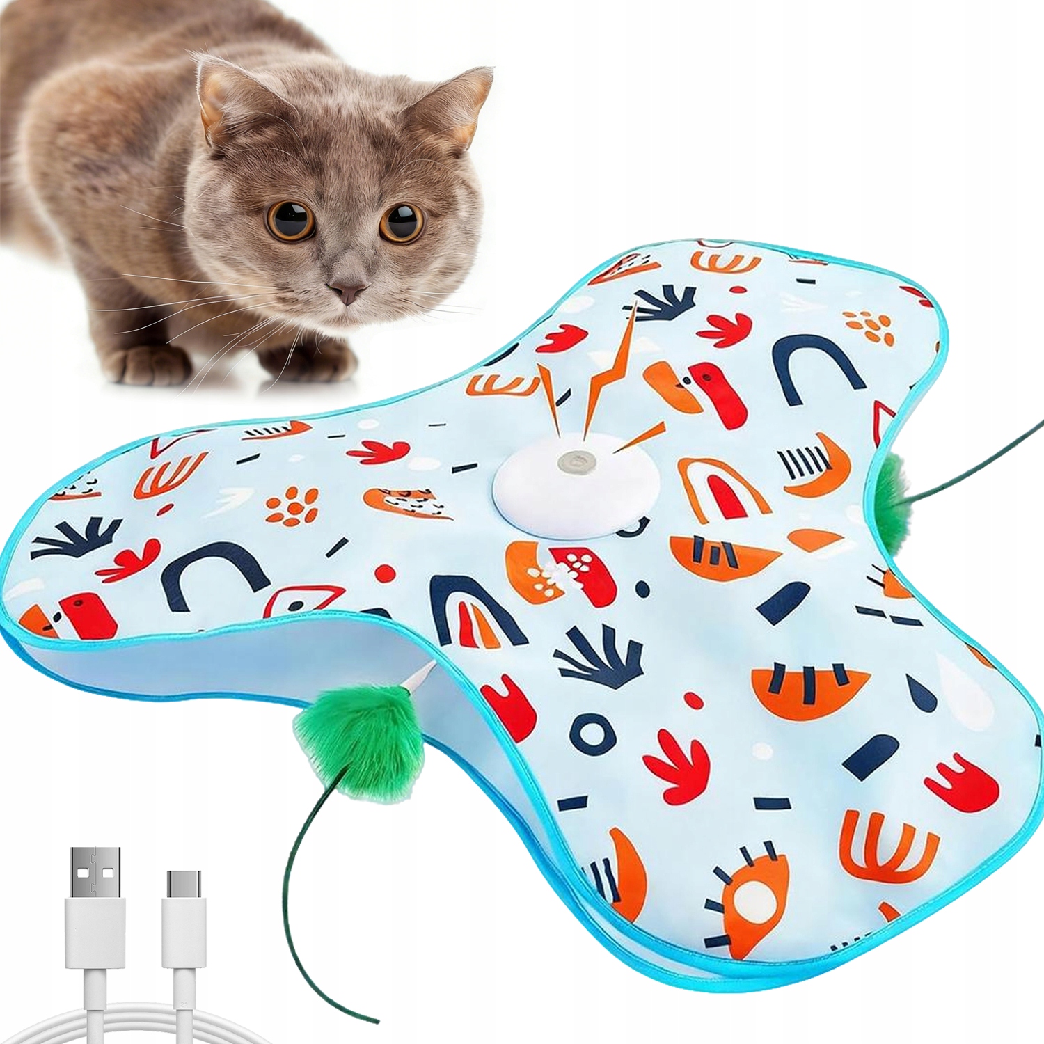 Interaktivní hračka pro kočky 2 v 1 s inteligentním senzorem pohybu Zvuk 62 cm