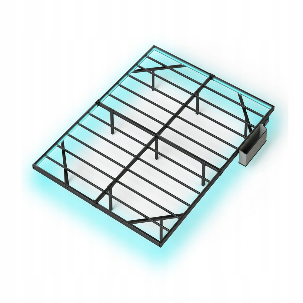 Letto A Piattaforma In Metallo - Xylo - 140X200 - Nero - Illuminazione Led