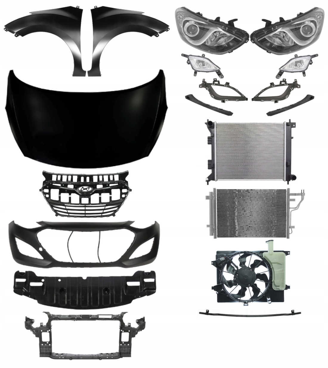 Hyundai i30 12-16 Zderzak Pas Maska Błotnik ZESTAW CZĘŚCI