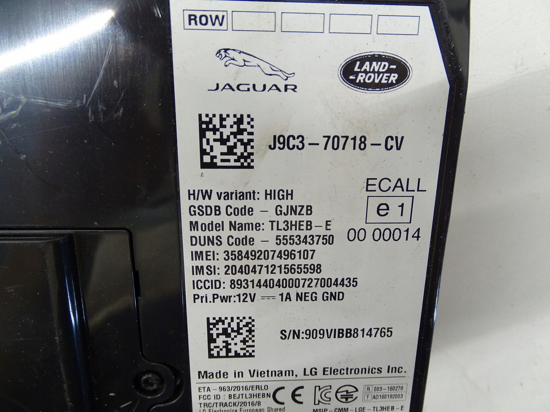 modulo TELEMATIC JAGUAR LAND ROVER J9C3-70718-CV