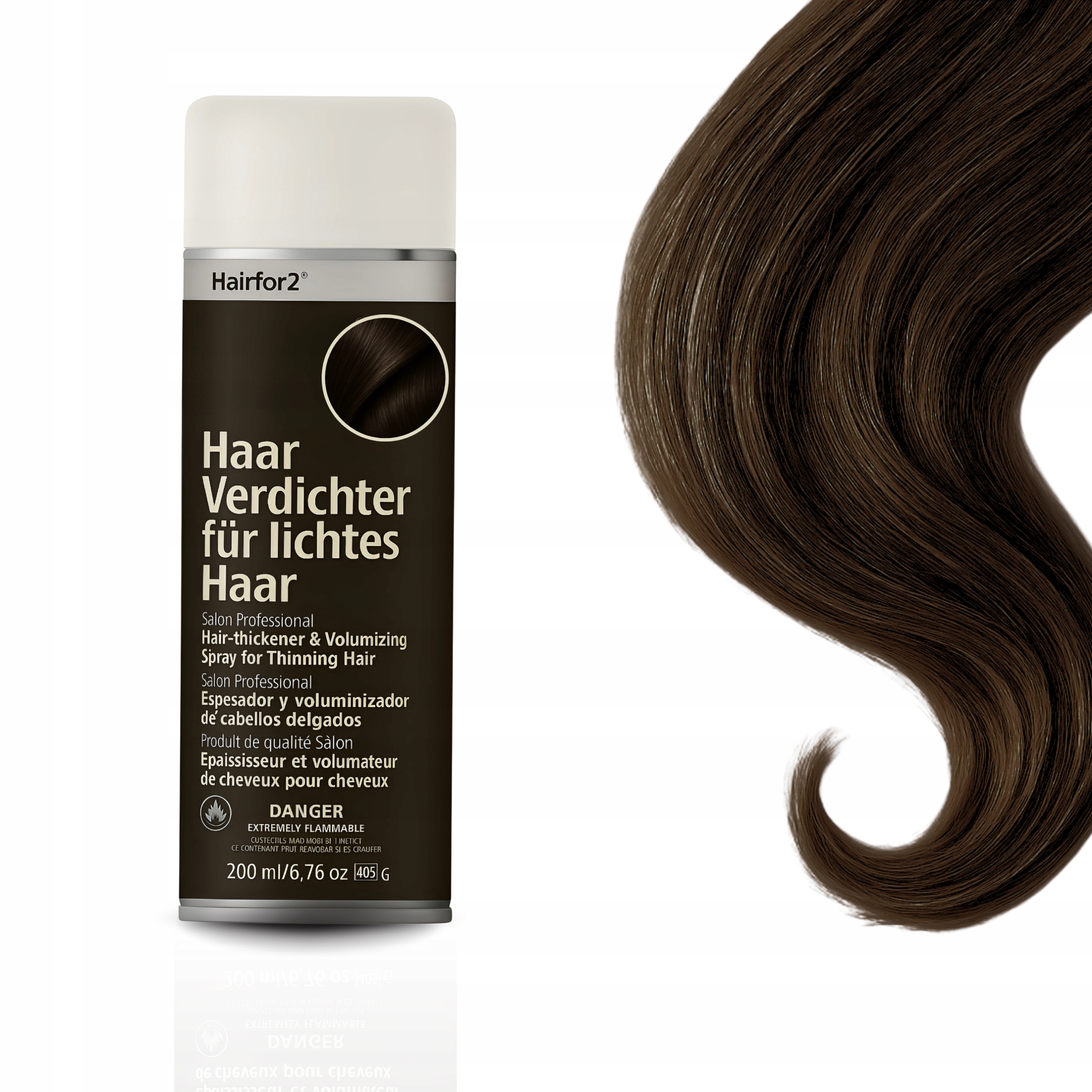 HairFor2 200 Ml Velmi Tmavě Hnědá Mikrovlákna Zahušťování Maskování