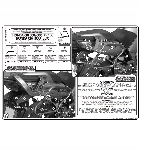 Kappa stojan bočných kufrov monokey Side Honda Cbf 500 600 1000 KLX174