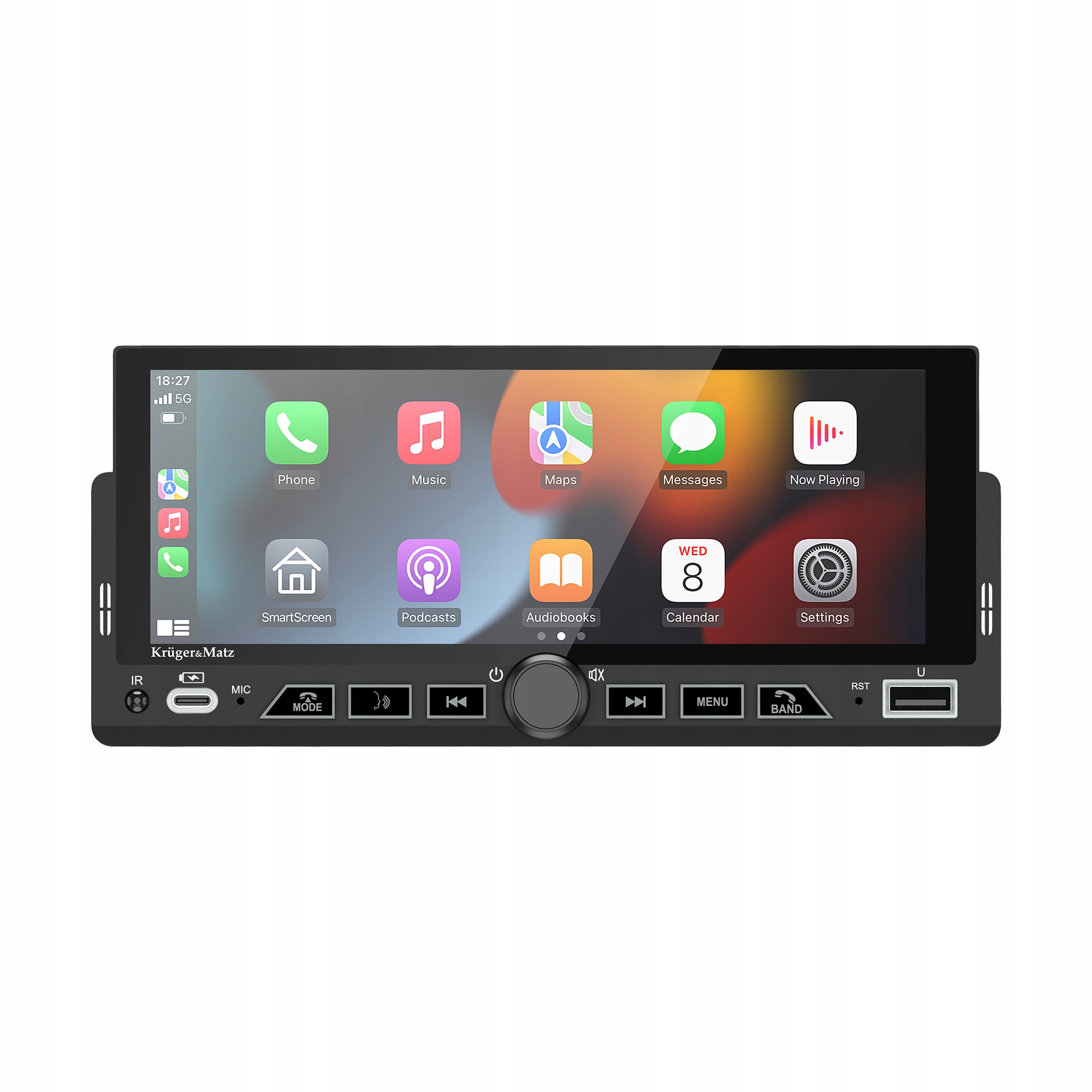 Radio samochodowe Kruger&Matz KM2017 CarPlay/AndroidAuto 6,9 USB 1DIN pilot