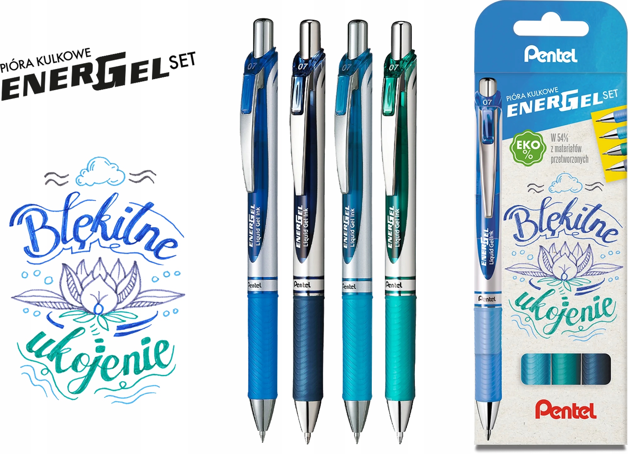 PIÓRO KULKOWE PENTEL ENERGEL BL77 ZESTAW 4 KOLORY EAN (GTIN) 5902894024993