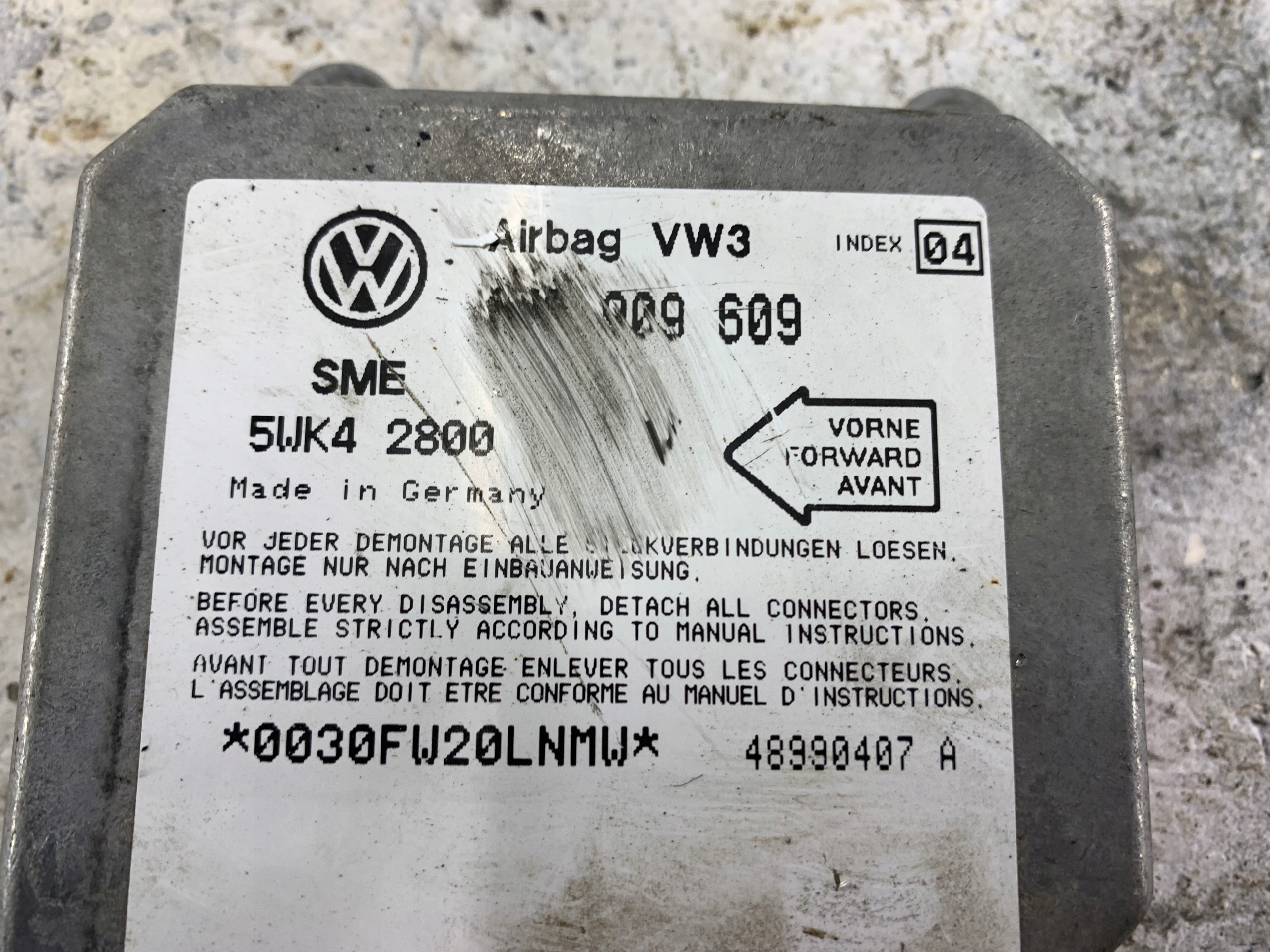 VW GOLF IV SENSOR module airbag 1J0909609