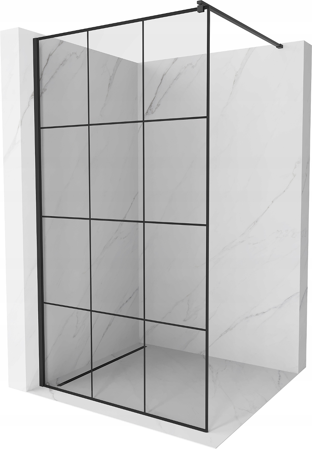 Ścianka szyba prysznicowa 110 Walk In Mexen Kioto EasyClean czarna kratka