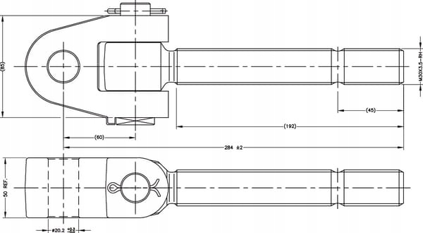 Kloubová koncovka horního spojovacího prvku M30x3.5 pravá 20.0 mm TL3035200RKR