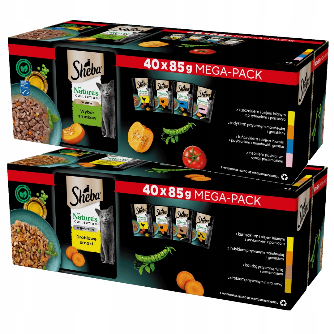 Levně Sheba Nature’s Collection Mix Chutí 80x85 g Krmivo Pro Kočky v omáčce a želé