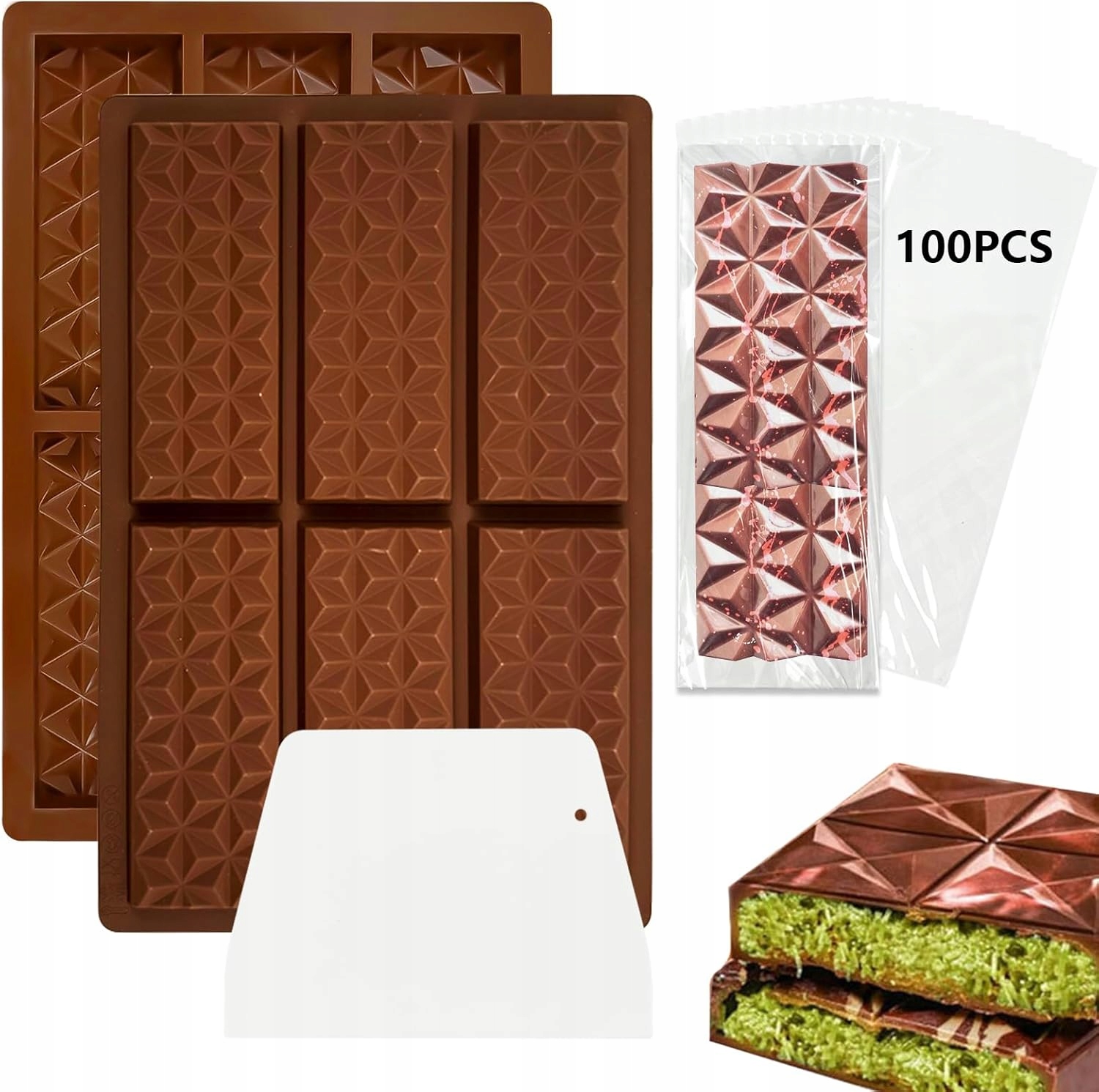 Levně Silikonová Forma Na Čokoládu, Hluboká Forma, Stěrka Čokoláda 2 Kusy