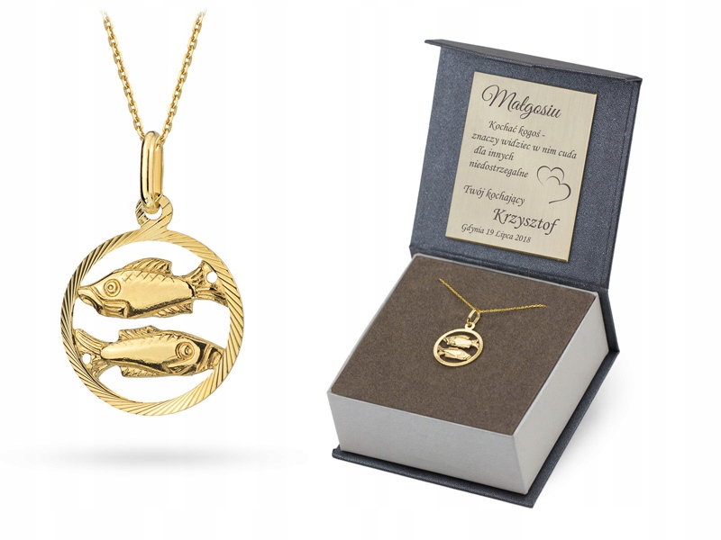 Zlatý Řetízek a přívěsek 585 Zodiac Ryby 14k